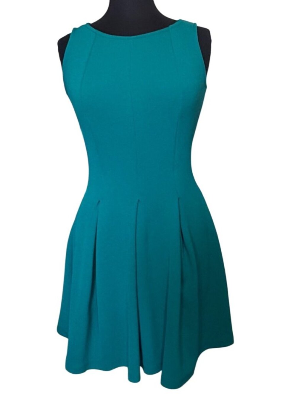 TYCHE Sleeveless Fit & Flare Teal Green Mini Skater Pleated Dress Women's Size M